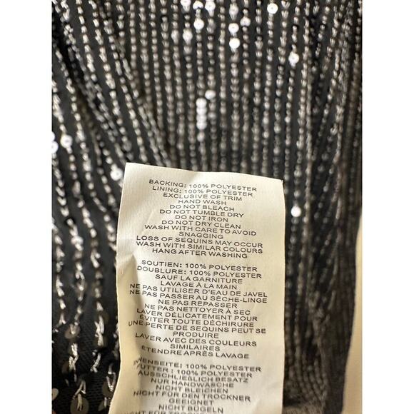 NWT Boohoo Size 14 Black Sequin Puff Sleeve Draped Mini Birthday Dress Party - Picture 9 of 16